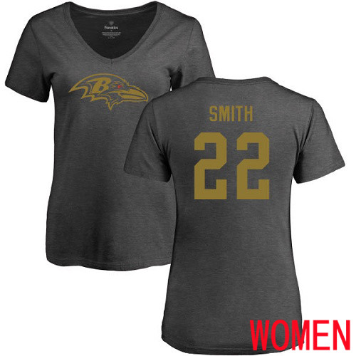 Baltimore Ravens Ash Women Jimmy Smith One Color NFL Football #22 T Shirt